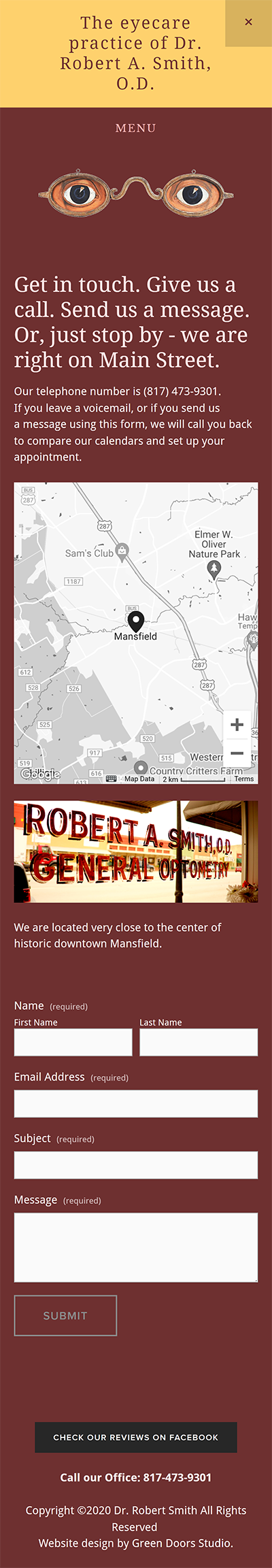 image of Request Appointment page before web redesign