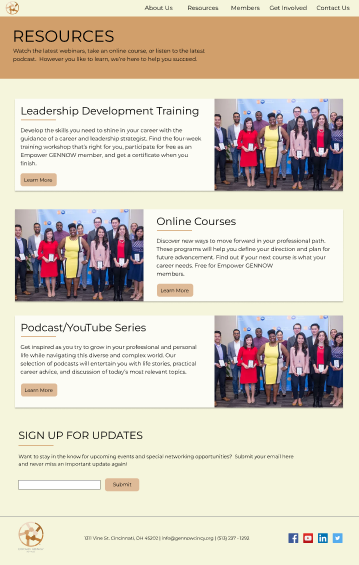 image of Resources page after web redesign